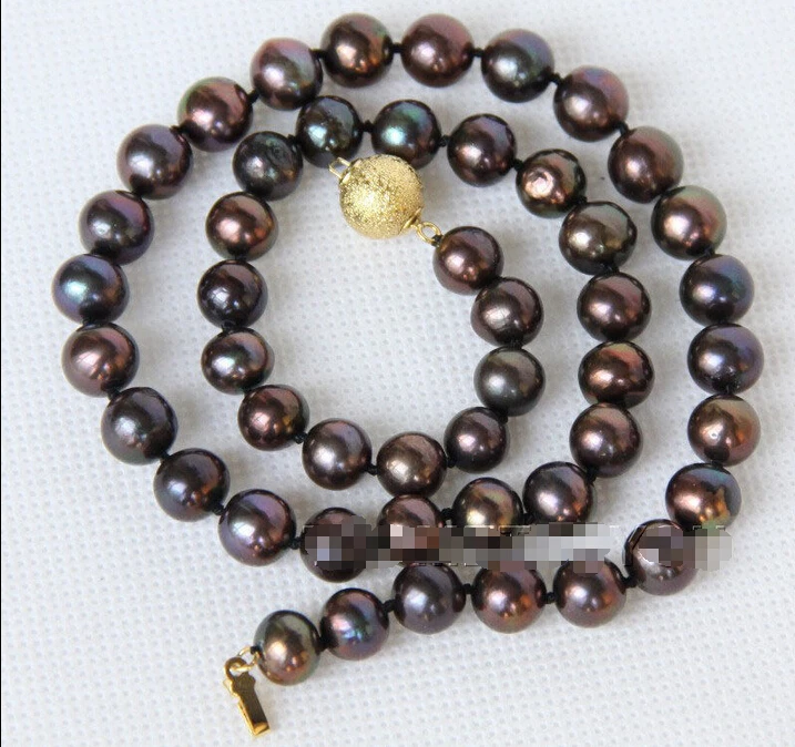 

Free shipping >>>>>>17" 10mm round Multi-color black FW pearls necklace E2615