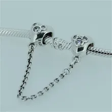 Бусины из стерлингового серебра 925 Сердце мыши безопасная цепь, подвеска, бусины для изготовления ювелирных изделий Подходит для оригинальных шармов браслет