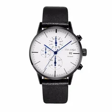 Chronograph Mens Watches Top Brand Luxury Leather Strap Sports Quartz Wrist Watches Multi-function Wristwatch Adam Gallagher