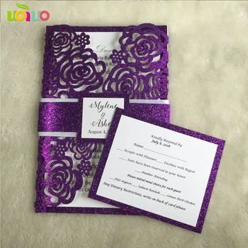 

printed rsvp card,glitter response card,laser cut table card,envelope available