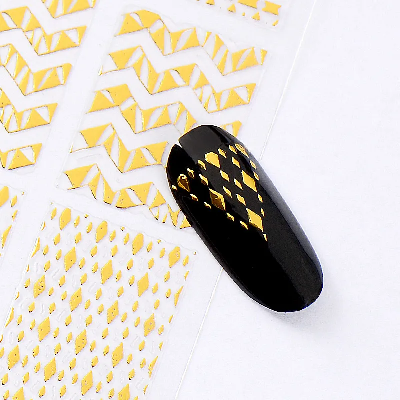 1 лист золотых полос 3D стикер для ногтей геометрический узор Сердце Звезда волна переводная наклейка s DIY Украшение для ногтей - Цвет: M32866