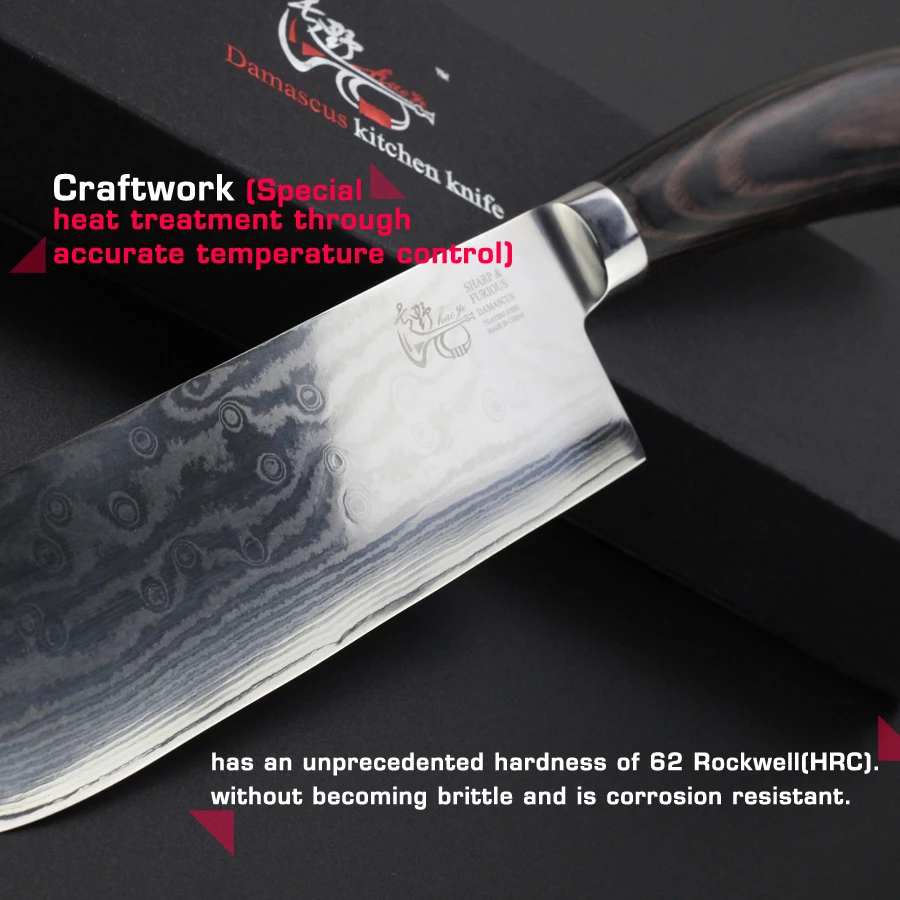  7inch knives Cleaver Chinese Damascus kitchen knife Quality beautiful vg10 steel sharp knife vegeta - 32640866136