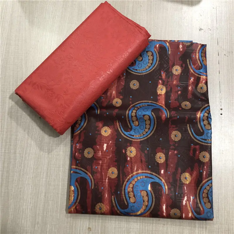 Африканский Цветочный Базен парчовая кружевная ткань, подходящая простая парча Базен Riche 10 ярдов набор - Цвет: 37