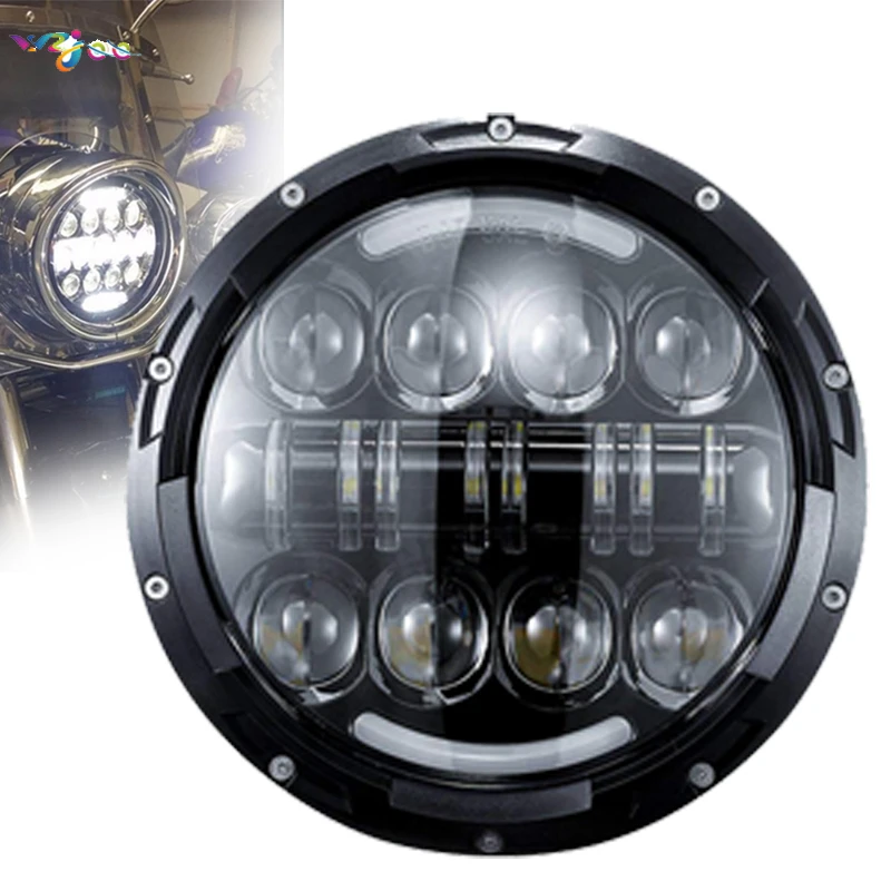 

WZJOO 7" inch LED Headlight LED Headlamp for Yamaha Road Star V Star 650 1100 Deluxe Indian Scout Chief Vegas 8-Ball