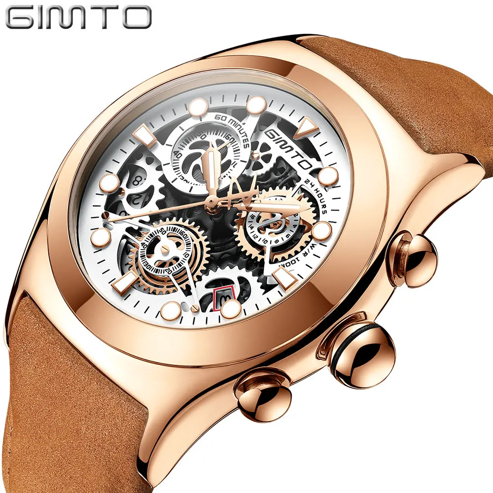 

Top Brand Luxury Men Watches Gold Clock Waterproof Leather Quartz Wristwatch Military Army Sport Male Watches relogio masculino