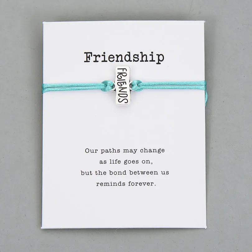 Pipitree Best друзья Шарм браслет дружбы Желание карты подарок на день рождения для женщин мужчин Jewelry красная нить на удачу Браслеты Регулируемый - Окраска металла: lake blue with card