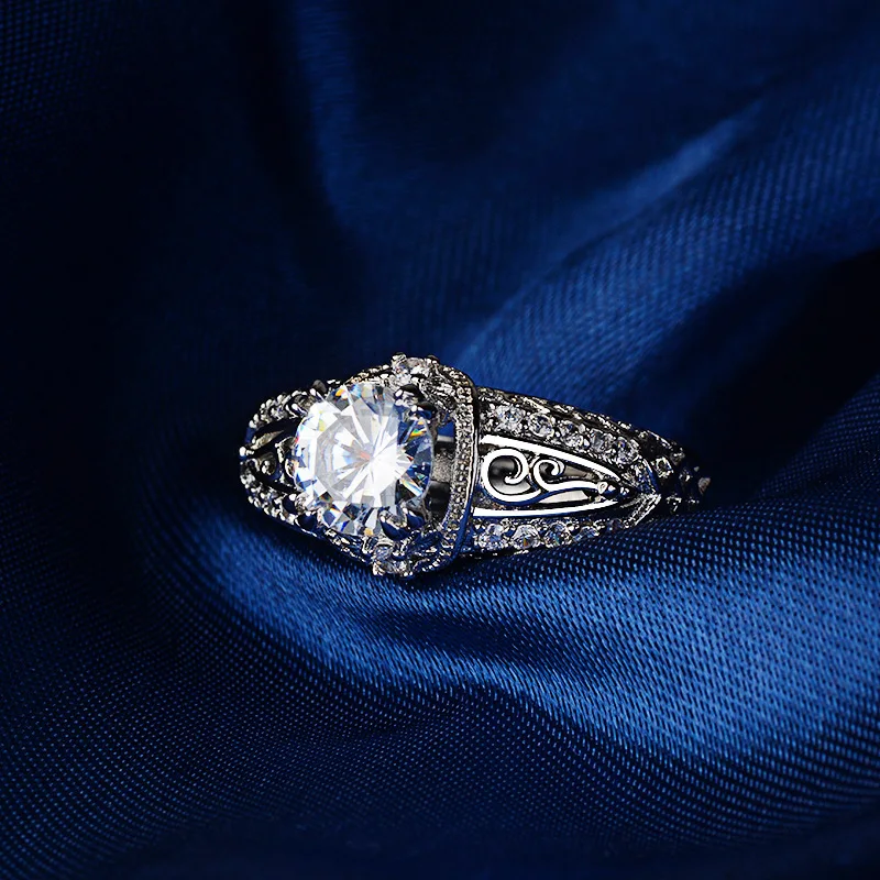 Yanley Elegant Female Wedding Ring Solid Silver Color Jewelry Sparkling Cubic Zircon Stone Engagement Rings for Women PR266