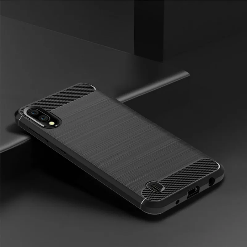 

For Samsung Galaxy M10 Cover Carbon Fiber Texture Brushed TPU Silicone Soft Shockproof Case for Samsung Galaxy M20 Phone Cover
