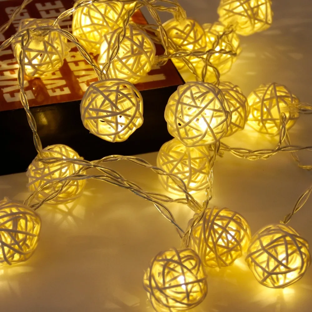 

Christmas Rattan Ball LED String Lights Ornaments Christmas Tree Decoration Christmas Accessories Items Xmas New Year Decor
