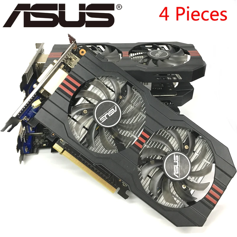 ASUS 4 штуки видеокарты GTX 750 Ti 2 Гб 128 бит GDDR5 видеокарты для nVIDIA Geforce GTX 750Ti используются VGA карты Hdmi Dvi