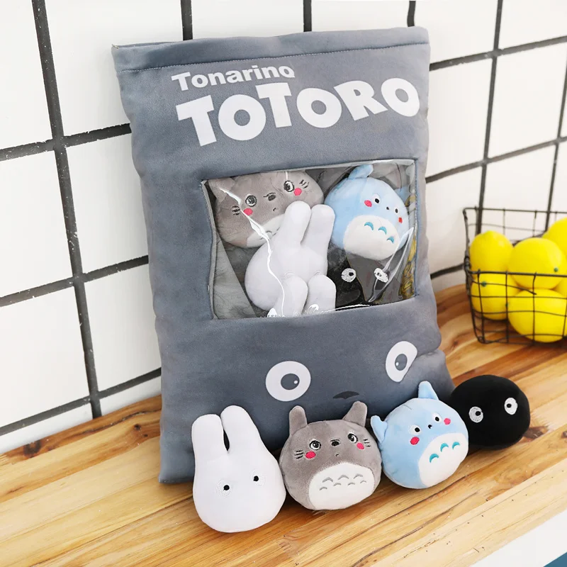 

Kawaii A pack of Totoro Plush Toys Stuffed Soft Anime Character Totoro Doll with Lotus Leaf/Teeth Kids Toys