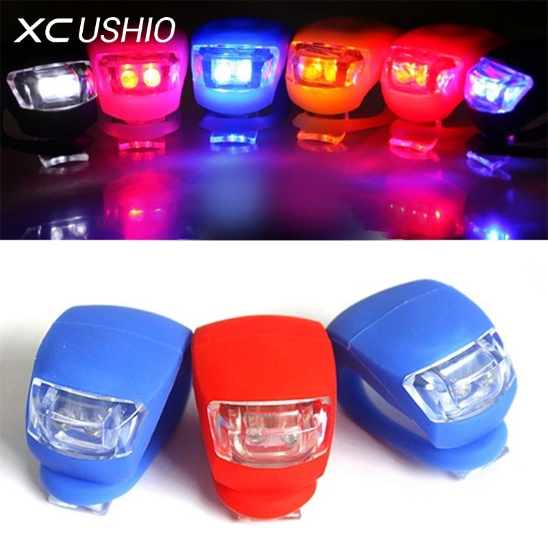 1pc Bicycle Silicone Led Light Head Front Rear Wheel LED Flash Safety Light Lamp 9 Colors With Battery flashlight for bicycle