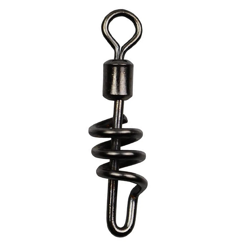 

30Pcs/Pack Corkscrew Swivel Fishing Swivel Snap Swirl Connector Black Silver Stainless Steel Fishing Swivels 10# #8
