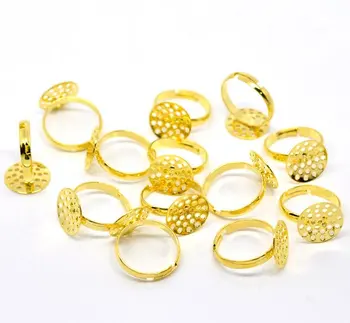 

free shipping!!!!!500 pcs/lot Adjustable Gold Plated Ring Base Blank Findings fit 14mm