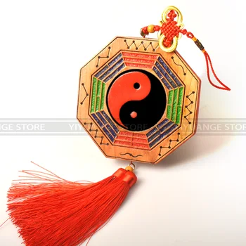 

China's Feng shui Ancient Peach Wood Elaborat Yin Yang bagua mirror Family decoration evil spirits and bring good luck