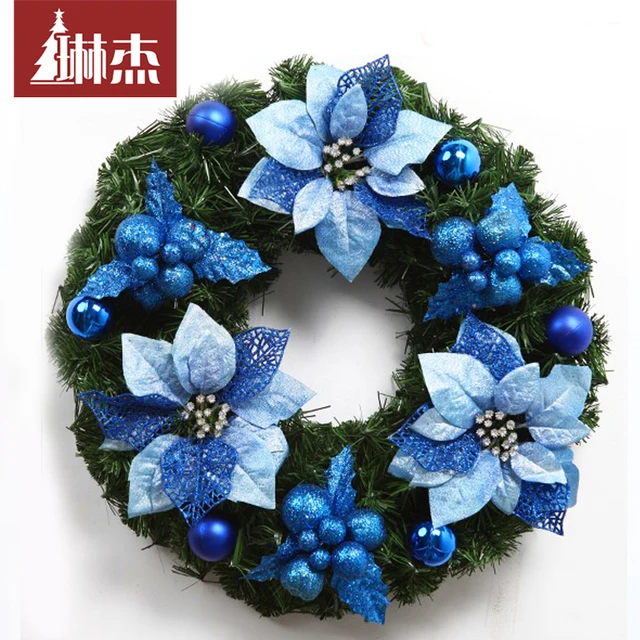 san xiao lin jie christmas wreath decorated wreath 45cm 50cm 60cm blue christmas ornament hotel - Blue Christmas Wreath san xiao lin jie christmas wreath decorated wreath 45cm 50cm 60cm blue christmas ornament hotel - Blue Christmas Wreath