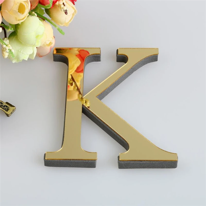 2018new fashion Mini 26 Letters DIY 3D Mirror Acrylic Wall Sticker Decals Home Decor Wall Art Mural beautiful art 11 -