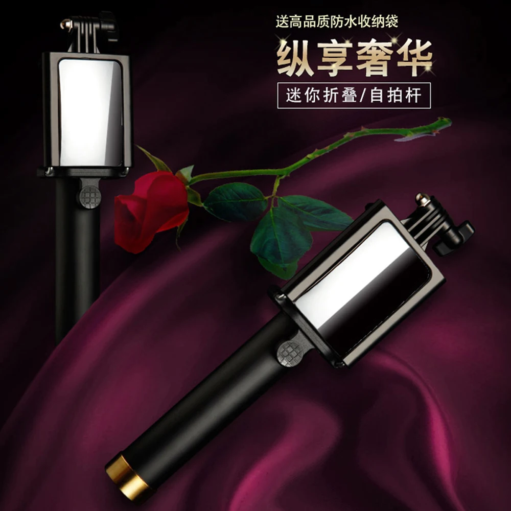 Universal Button Perche Pau De Self Palo Selfie Stick With Mirror For Android iPhone Samsung Monopod