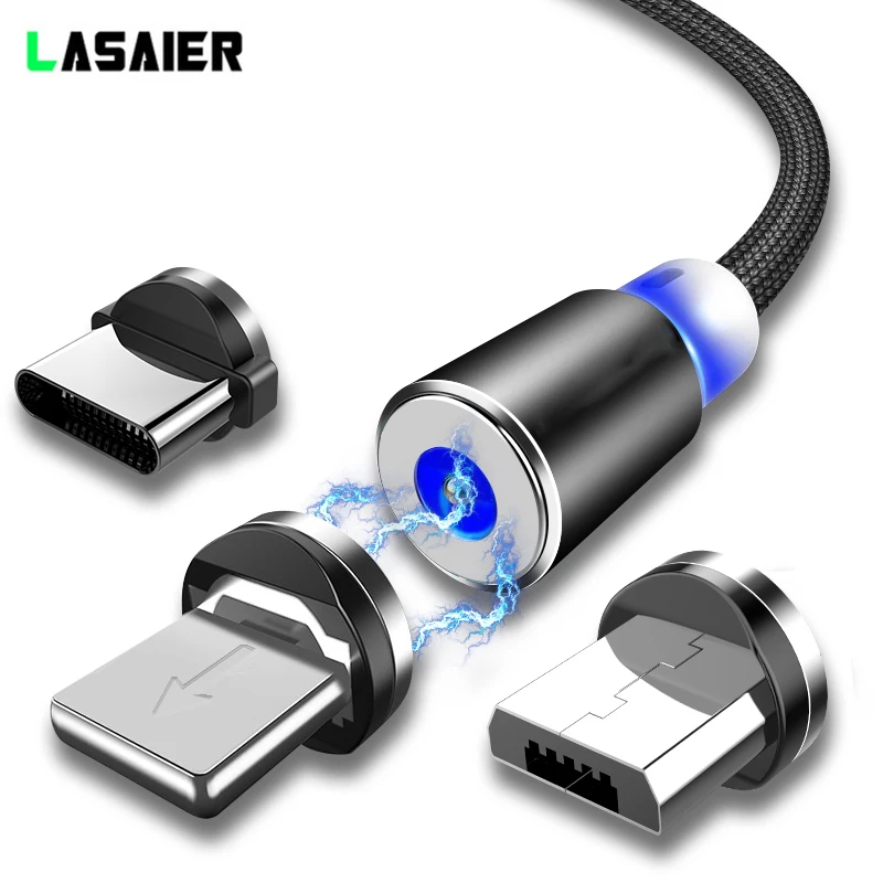 Магнитный кабель плетеный светодиодный Micro USB type C usb-кабель для зарядки Apple IPhone X 7 8