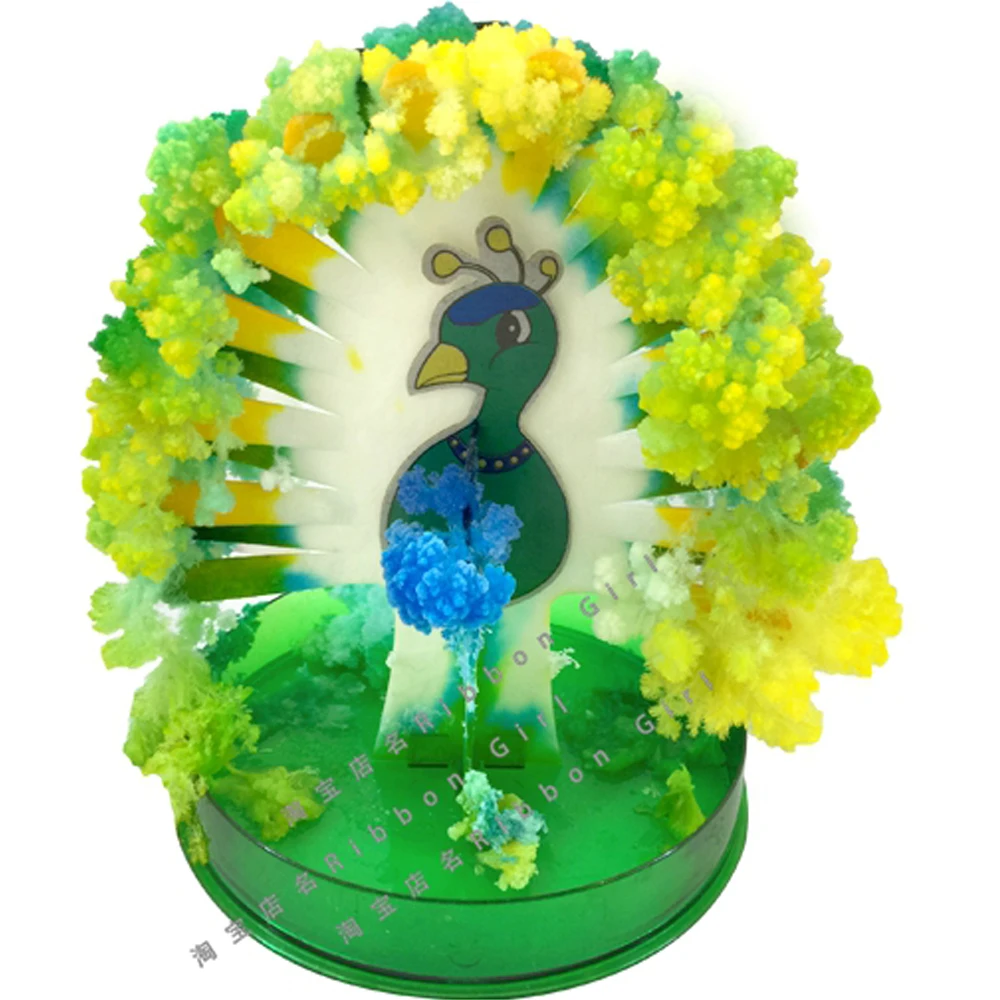 135mm H Multicolor Mystic Paper Growing Peacock Tree Magic Christmas Firebird Trees Educational Kids Science Toys For Children 2019 170mm h colorful visual mystic crystals paper growing tree magic christmas trees kids educational science baby toys novelty