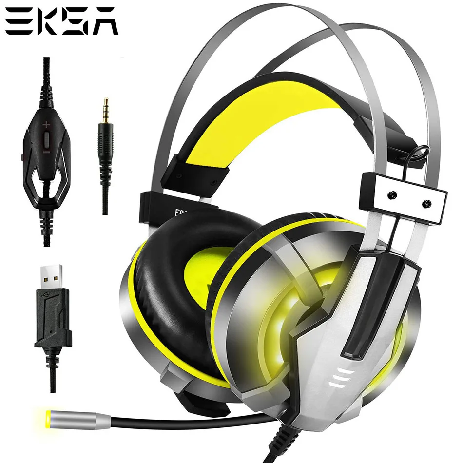 EKSA E800 игровая гарнитура Мягкие Накладные наушники синие желтые с поворотным