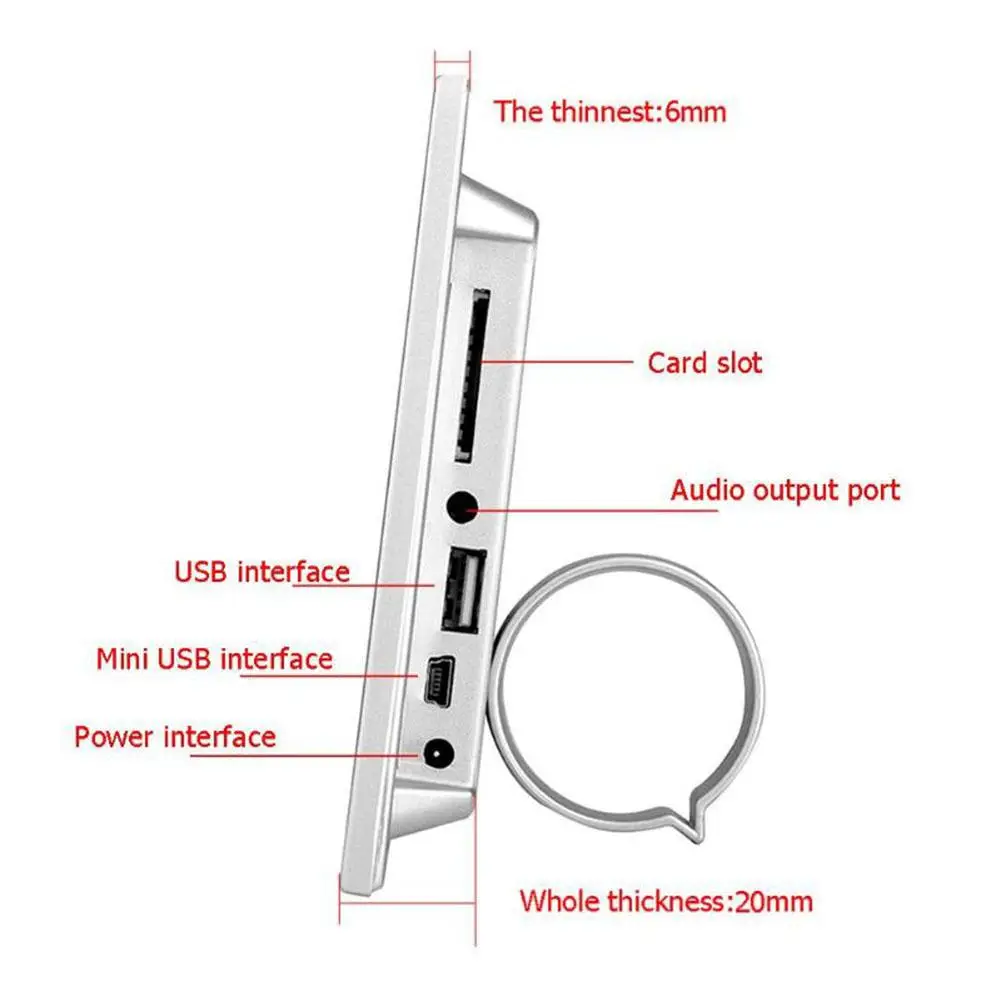 СВЕТОДИОДНЫЙ цифровой фоторамка 10 дюймов Металл 720P видео музыка календарь часы плеер разрешение 1024x600 поддержка SD TF карты R29