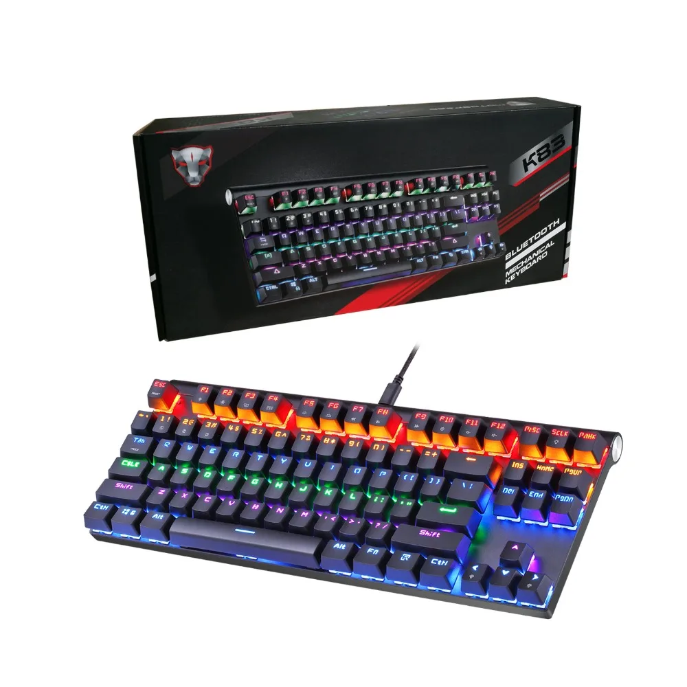 

MOTOSPEED K83 Dual-mode Mechanical Keyboard Bluetooth Wired with LED Light 87 Keys for Windows iOS Android Black