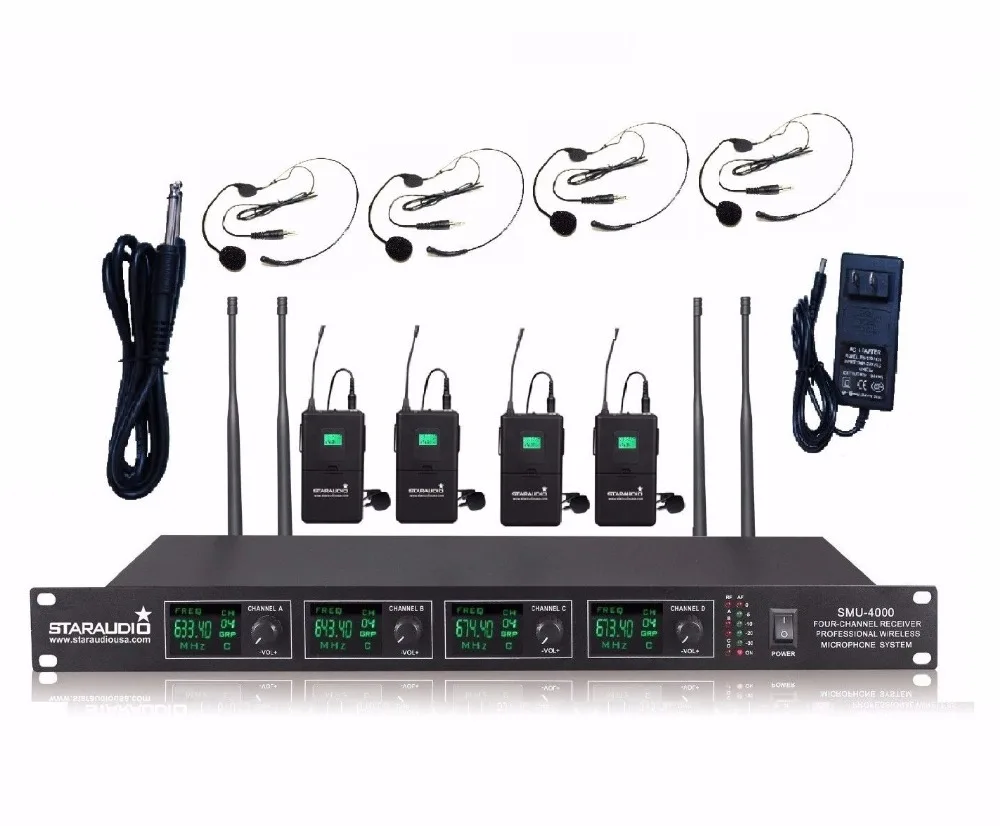 Buy STARAUDIO 4 Channel UHF Wireless Microphone System