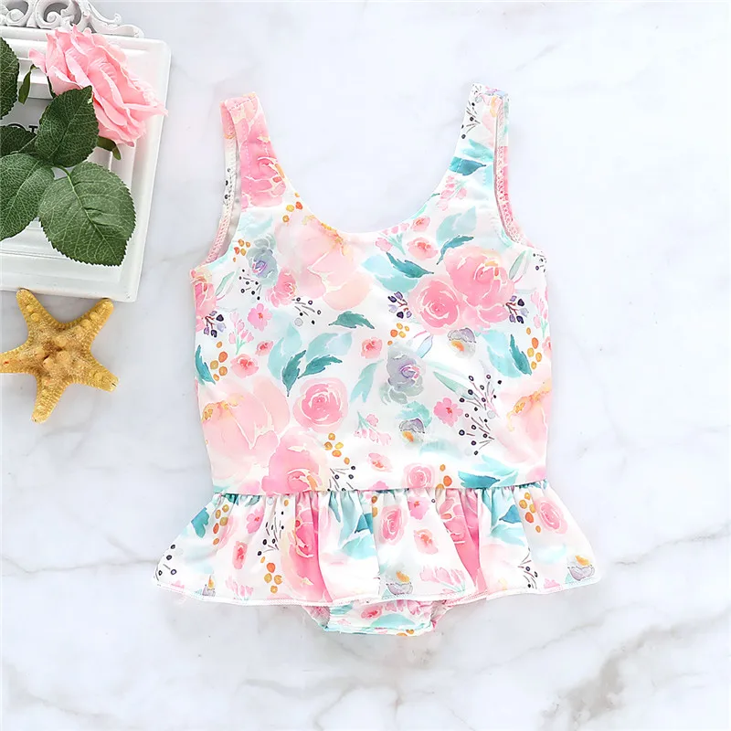 

Floral Printing Bikinis for Girls One Piece Swimsuit Child Baby Kids Girl Flower Swimwear Bikini Bathing Suit D20