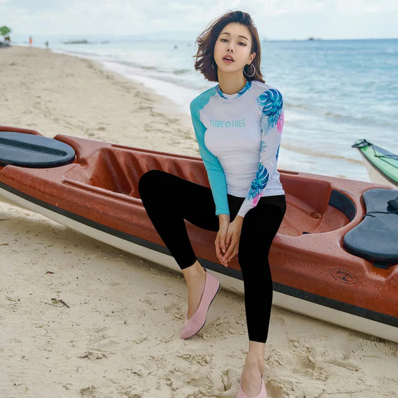 

Swimming Suit For Women Rushguard Windsurf Rashgard Bikini Top Push Up 2018 New Long Sleeve Pants Drying Female Dress Surf
