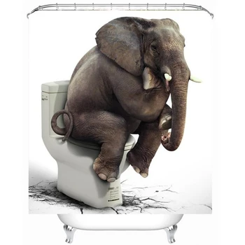 

Anti Slip Bath Mats Set 3d Elephant Printed Bathroom Mats Toilet Cover Protector Pads Cartoon Animal Shower Curtain Door Rugs