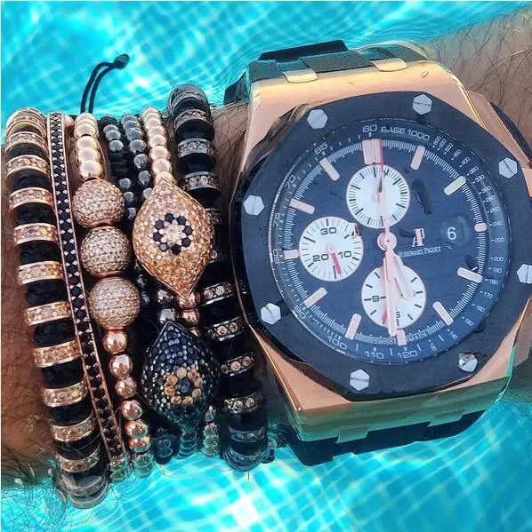 Anil Arjandas Men font b Bracelets b font font b Jewelry b font 24K Rose 4mm
