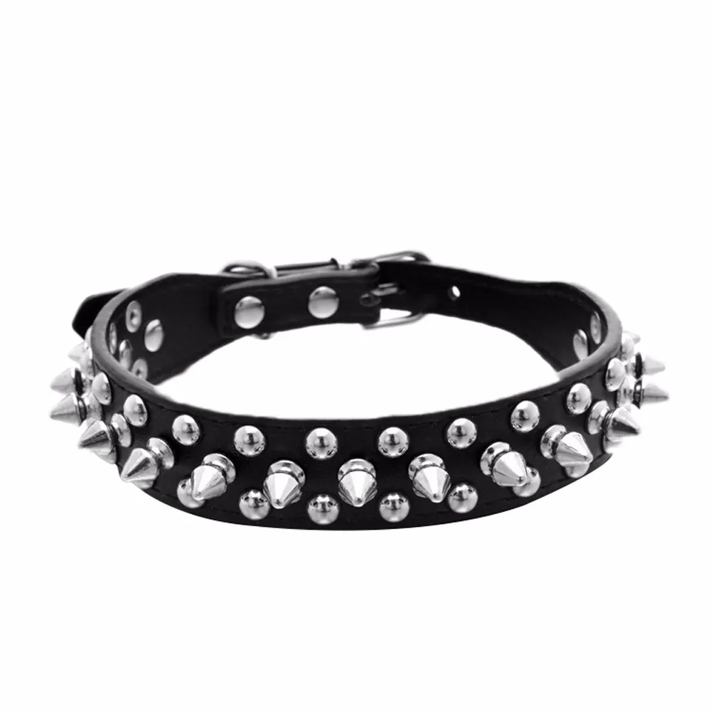 Pet Puppy Dog Collar Neck Adjustable Rivet Spiked Studded Durable PU