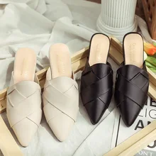 TXJ Pointed Toe Flat Slippers Women Shoes Black Mules Women Slides Fashion Slippers Ladies Flat Mules Female Slider Shoes TXJ Pointed Toe Flat Slippers Women Shoes Black Mules Women Slides Fashion Slippers Ladies Flat Mules Female Slider Shoes