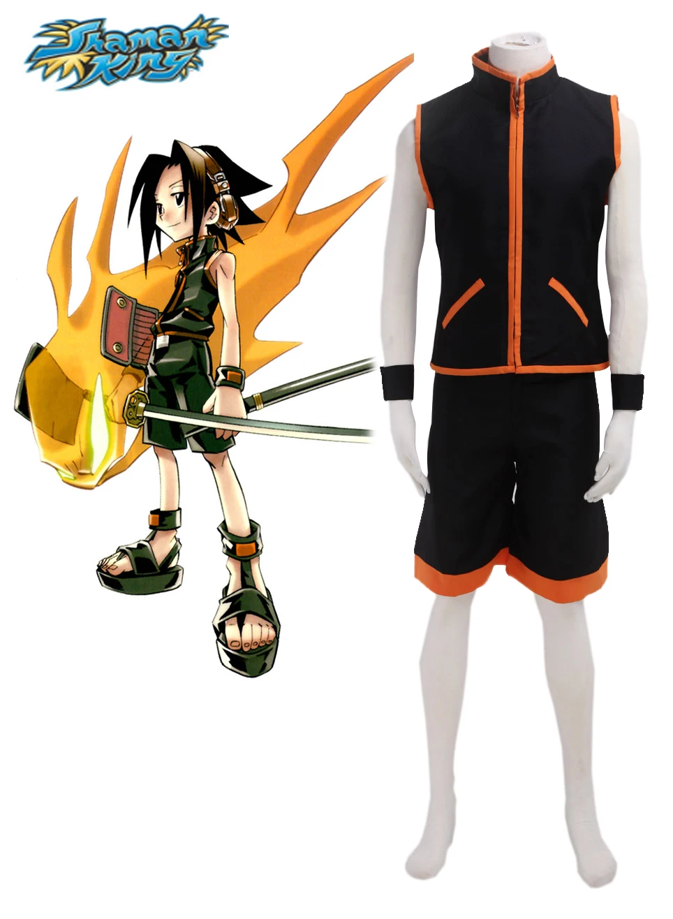 

S-3XL Halloween Party Cos Anime Shaman King Cosplay YOU ASAKURA Fighting Uniform Cos Man Woman Cosplay Costume
