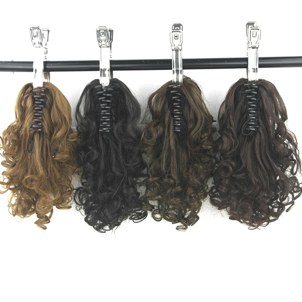 Soowee Curly Short Claw Ponytails Synthetic Hair Pony Tail Clip In Hair Extensions Horse Chignon Hairpieces fake hair extensions