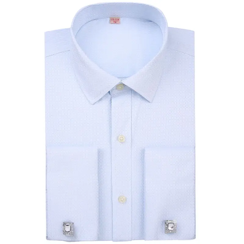 Men's Dress Casual Shirts Business Collar White  Striped Cuff French