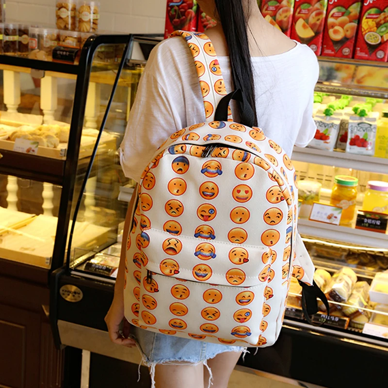 Cute School Bags Teenager Casual Printing Backpack Women School Backpack Shoulder Bag Oxford qq expression Mochila