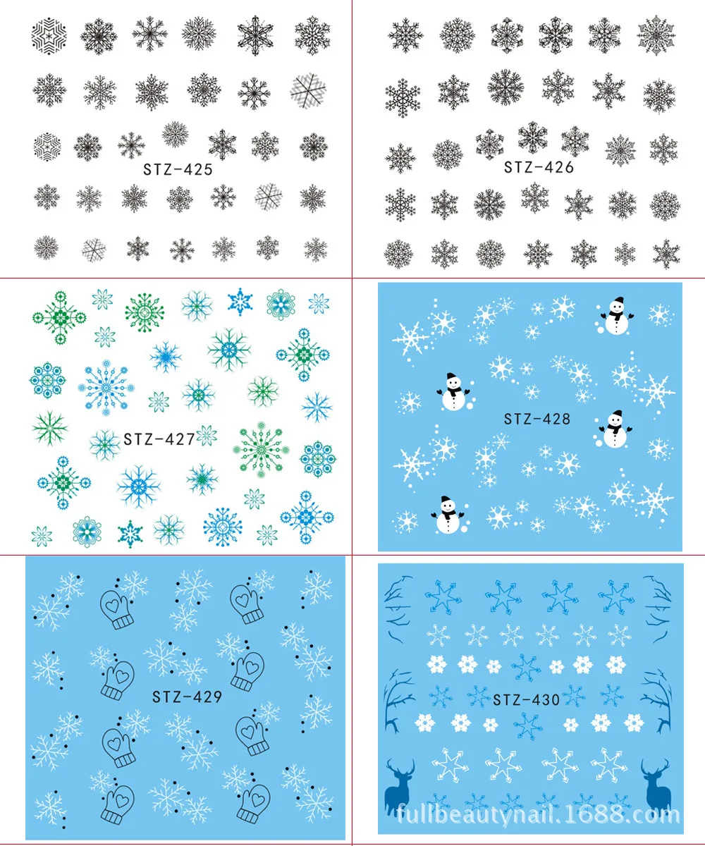 1 шт/ Снежинка мультяшный дизайн ногтей стикер набор черный кружевной блеск цветок вода наклейка слайдер Обертывания Декор Маникюр Ns200