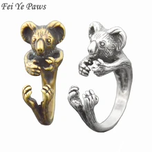 Панк Ретро коала медведь кольца для женщин Anel милый любовь кольцо с изображением животного для мужчин металлическая обертка Регулируемый Midi палец друзья вечерние кольца