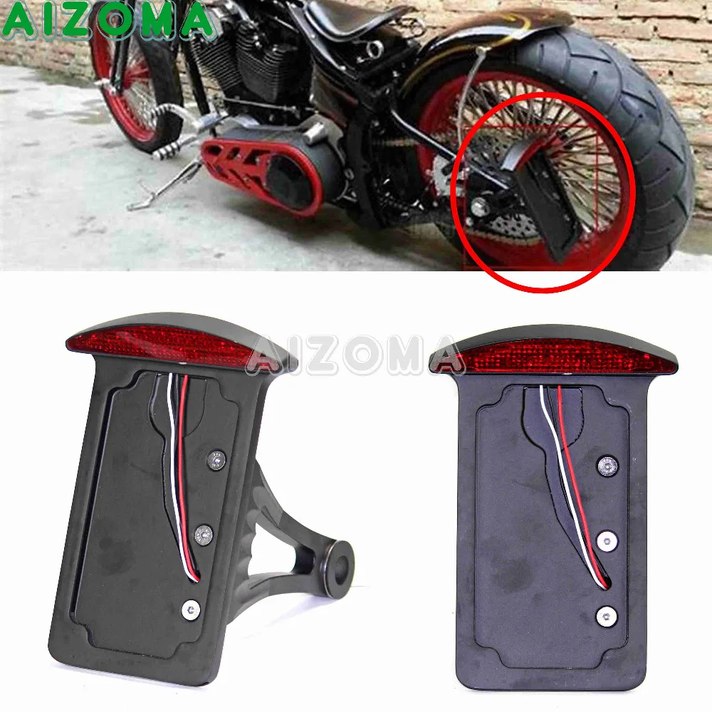 Red Brake Tail Light Lamp License Plate Holder Bracket For Harley Chopper Bobber