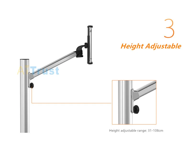 Вверх-6 Регулируемая высота двойного использования мобильный телефон/планшет напольная подставка алюминиевый Универсальный вращающийся держатель для iPad Mini Air 7-10 дюймов