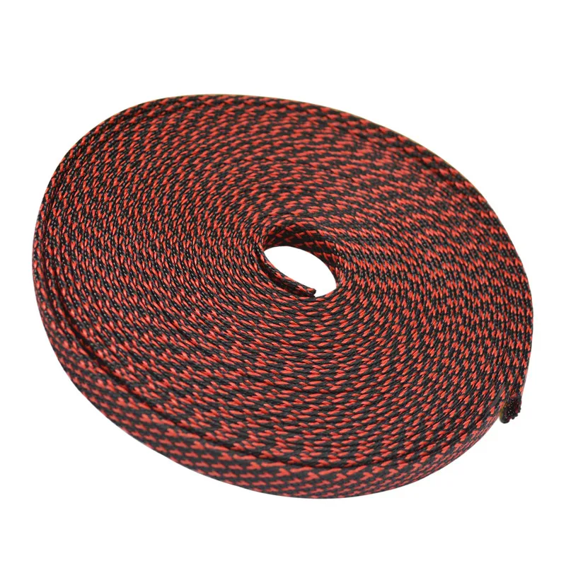 33ft-10m черный красный 4 6 8 10 12 14 16 мм оплетка ПЭТ расширяемая оплетка высокой плотности Плетеный кабель рукава ткань кабель DIY