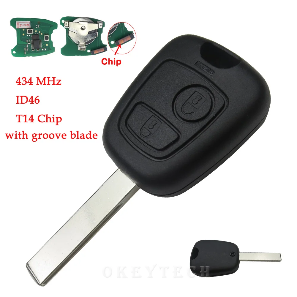 Buy Remote Car Key For Peugeot 307 407 With 434 MHz T14 ID46 Chip 2