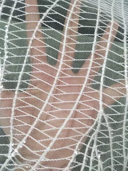 

New design J-10223 embroidered tulle mesh Lace Fabric with For wedding dress