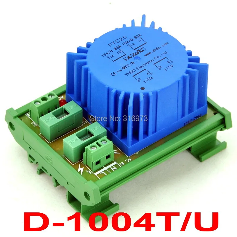 

P 230VAC, S 30VAC, 25VA DIN Rail Mount Toroidal Power Transformer Module.