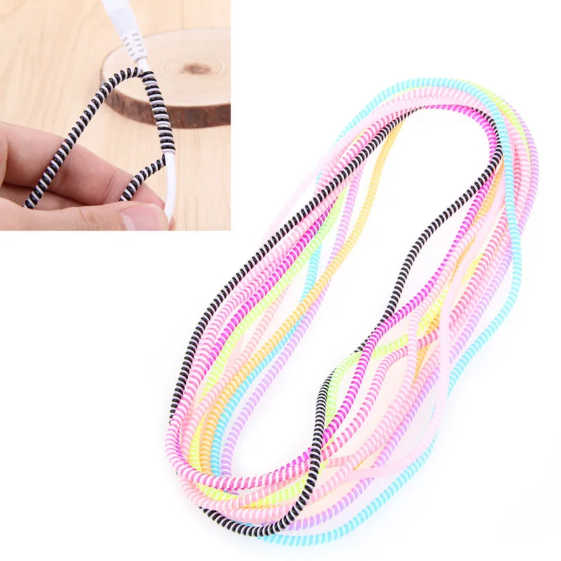 10 pcs الملونة دوامة الهاتف USB بيانات كابل شحن الحبل التفاف حامي اللفاف