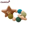 Baby Care Bracelets Wooden Teether Crochet Chew Beads Teething Wooden Rattles Toy Teether Montessori Bracelets ► Photo 3/6