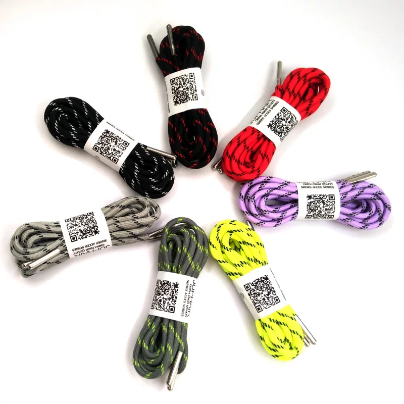 1-12Pair Fluorescent Yellow Black Outdoor Sport Round Shoelaces Shoe Lace Boot Athletic Unisex Rope Athletic Metal Head Shoelace
