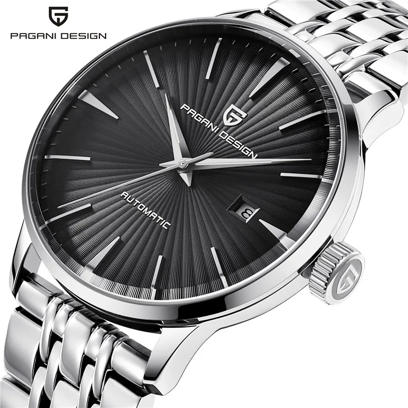 

2018 Fashion Men Watch PAGANI Luxury Mens Automatic Mechanical Watch Stainless Steel Simple calendar Men Clock Relogio Masculino